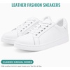 image:imageVepose Womens LaceUp Walking Sneakers Casual Low Top Shoes 8003  Memory foam round toe and rubber sole in a dressy lowtop style for casual travel and office wearWhiteleather