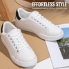 image:imageVepose Womens LaceUp Walking Sneakers Casual Low Top Shoes 8003  Memory foam round toe and rubber sole in a dressy lowtop style for casual travel and office wearWhite Black