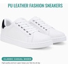 image:imageVepose Womens LaceUp Walking Sneakers Casual Low Top Shoes 8003  Memory foam round toe and rubber sole in a dressy lowtop style for casual travel and office wearWhite Black