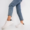 image:imageVepose Womens LaceUp Walking Sneakers Casual Low Top Shoes 8003  Memory foam round toe and rubber sole in a dressy lowtop style for casual travel and office wearWhite Black