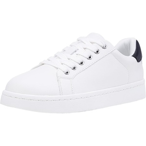image:imageVepose Womens LaceUp Walking Sneakers Casual Low Top Shoes 8003  Memory foam round toe and rubber sole in a dressy lowtop style for casual travel and office wearWhite Black