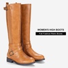 image:imageVepose Womens Knee High Riding Boots Low Heel Tall Boots with ZipperCamel Brownriding 952