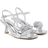 image:imageVepose Womens Rhinestone Kitten Heel Sandals Ankle Strap Heels  Square open toe crystal cluster adjustable buckle padded insole 28 in kitten heel wedding prom party dinnersSilver Pu