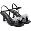image:imageVepose Womens Rhinestone Kitten Heel Sandals Ankle Strap Heels  Square open toe crystal cluster adjustable buckle padded insole 28 in kitten heel wedding prom party dinnersBlack Pu