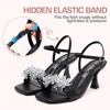 image:imageVepose Womens Rhinestone Kitten Heel Sandals Ankle Strap Heels  Square open toe crystal cluster adjustable buckle padded insole 28 in kitten heel wedding prom party dinnersBlack