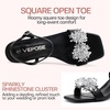 image:imageVepose Womens Rhinestone Kitten Heel Sandals Ankle Strap Heels  Square open toe crystal cluster adjustable buckle padded insole 28 in kitten heel wedding prom party dinnersBlack