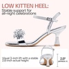 image:imageVepose Womens Rhinestone Kitten Heel Sandals Ankle Strap Heels  Square open toe crystal cluster adjustable buckle padded insole 28 in kitten heel wedding prom party dinnersSilver