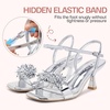 image:imageVepose Womens Rhinestone Kitten Heel Sandals Ankle Strap Heels  Square open toe crystal cluster adjustable buckle padded insole 28 in kitten heel wedding prom party dinnersSilver