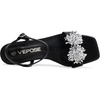image:imageVepose Womens Rhinestone Kitten Heel Sandals Ankle Strap Heels  Square open toe crystal cluster adjustable buckle padded insole 28 in kitten heel wedding prom party dinnersBlack Pu