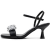 image:imageVepose Womens Rhinestone Kitten Heel Sandals Ankle Strap Heels  Square open toe crystal cluster adjustable buckle padded insole 28 in kitten heel wedding prom party dinnersBlack Pu