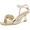 image:imageVepose Womens Rhinestone Kitten Heel Sandals Ankle Strap Heels  Square open toe crystal cluster adjustable buckle padded insole 28 in kitten heel wedding prom party dinnersGold