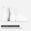 image:imageVepose Womens Chelsea Ankle Boots PullOn Low Heel Booties 9607  Flat short boots with elastic side round toe for casual dailyAllwhite