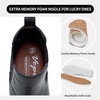 image:imageVepose Womens Chelsea Ankle Boots PullOn Low Heel Booties 9607  Flat short boots with elastic side round toe for casual dailyBlackleather