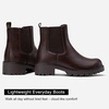 image:imageVepose Womens Chelsea Ankle Boots PullOn Low Heel Booties 9607  Flat short boots with elastic side round toe for casual dailyBrown