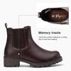 image:imageVepose Womens Chelsea Ankle Boots PullOn Low Heel Booties 9607  Flat short boots with elastic side round toe for casual dailyBrown