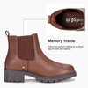 image:imageVepose Womens Chelsea Ankle Boots PullOn Low Heel Booties 9607  Flat short boots with elastic side round toe for casual dailyMocha Brown