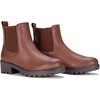image:imageVepose Womens Chelsea Ankle Boots PullOn Low Heel Booties 9607  Flat short boots with elastic side round toe for casual dailyMocha Brown