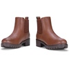 image:imageVepose Womens Chelsea Ankle Boots PullOn Low Heel Booties 9607  Flat short boots with elastic side round toe for casual dailyMocha Brown