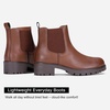image:imageVepose Womens Chelsea Ankle Boots PullOn Low Heel Booties 9607  Flat short boots with elastic side round toe for casual dailyMocha Brown