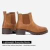 image:imageVepose Womens Chelsea Ankle Boots PullOn Low Heel Booties 9607  Flat short boots with elastic side round toe for casual dailyYellow Brown