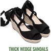 image:imageVepose Womens Espadrille Wedge Comfort Sandals Lace Up Open Toe Platform  Strappy ankle wrap ties wedges platform comfortable casual graduation arch support travel summer dresses jeansBlack