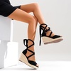 image:imageVepose Womens Espadrille Wedge Comfort Sandals Lace Up Open Toe Platform  Strappy ankle wrap ties wedges platform comfortable casual graduation arch support travel summer dresses jeansBlack