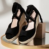 image:imageVepose Womens Espadrille Wedge Comfort Sandals Lace Up Open Toe Platform  Strappy ankle wrap ties wedges platform comfortable casual graduation arch support travel summer dresses jeansBlack