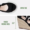 image:imageVepose Womens Espadrille Wedge Comfort Sandals Lace Up Open Toe Platform  Strappy ankle wrap ties wedges platform comfortable casual graduation arch support travel summer dresses jeansBlack