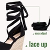 image:imageVepose Womens Espadrille Wedge Comfort Sandals Lace Up Open Toe Platform  Strappy ankle wrap ties wedges platform comfortable casual graduation arch support travel summer dresses jeansBlack