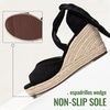 image:imageVepose Womens Espadrille Wedge Comfort Sandals Lace Up Open Toe Platform  Strappy ankle wrap ties wedges platform comfortable casual graduation arch support travel summer dresses jeansBlack