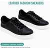 image:imageVepose Womens LaceUp Walking Sneakers Casual Low Top Shoes 8003  Memory foam round toe and rubber sole in a dressy lowtop style for casual travel and office wearBlackleather