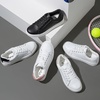image:imageVepose Womens LaceUp Walking Sneakers Casual Low Top Shoes 8003  Memory foam round toe and rubber sole in a dressy lowtop style for casual travel and office wearBlackleather