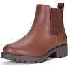 image:imageVepose Womens Chelsea Ankle Boots PullOn Low Heel Booties 9607  Flat short boots with elastic side round toe for casual dailyMocha Brown
