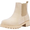 image:imageVepose Womens Chelsea Ankle Boots PullOn Low Heel Booties 9607  Flat short boots with elastic side round toe for casual dailyNude