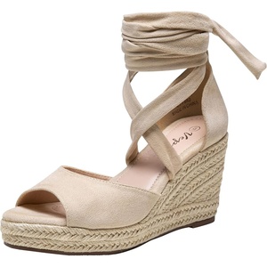 image:imageVepose Womens Espadrille Wedge Comfort Sandals Lace Up Open Toe Platform  Strappy ankle wrap ties wedges platform comfortable casual graduation arch support travel summer dresses jeansNude
