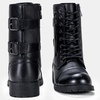 image:imageVepose Womens Combat Boots Low Heel Mid Calf Military Boots with Card Knife Wallet PocketLeatherlblack