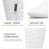 image:imageVepose Womens Embroidered Knee High Western Low Heel Cowboy Boots  Round toe inside zipper pull tabs memory foam cushioning breathable lining nonslip rubber outsole for daily looksWhite