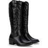 image:imageVepose Womens Embroidered Knee High Western Low Heel Cowboy Boots  Round toe inside zipper pull tabs memory foam cushioning breathable lining nonslip rubber outsole for daily looksBlack