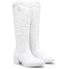 image:imageVepose Womens Embroidered Knee High Western Low Heel Cowboy Boots  Round toe inside zipper pull tabs memory foam cushioning breathable lining nonslip rubber outsole for daily looksWhite