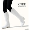 image:imageVepose Womens Embroidered Knee High Western Low Heel Cowboy Boots  Round toe inside zipper pull tabs memory foam cushioning breathable lining nonslip rubber outsole for daily looksWhite