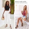 image:imageVepose Womens Open Toe Espadrille Wedge Sandals with Ankle Strap 881  Dressy casual slip on platform strappy sandals  cute casual summer shoes styling for daily weddings travelWhitepu