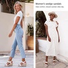 image:imageVepose Womens Open Toe Espadrille Wedge Sandals with Ankle Strap 881  Dressy casual slip on platform strappy sandals  cute casual summer shoes styling for daily weddings travelWhite