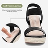 image:imageVepose Womens Open Toe Espadrille Wedge Sandals with Ankle Strap 881  Dressy casual slip on platform strappy sandals  cute casual summer shoes styling for daily weddings travelBlackpu