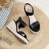 image:imageVepose Womens Open Toe Espadrille Wedge Sandals with Ankle Strap 881  Dressy casual slip on platform strappy sandals  cute casual summer shoes styling for daily weddings travelBlackpu