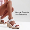 image:imageVepose Womens Open Toe Espadrille Wedge Sandals with Ankle Strap 881  Dressy casual slip on platform strappy sandals  cute casual summer shoes styling for daily weddings travelWhite