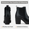 image:imageVepose Womens Platform Chelsea Ankle Boots Chunky Block Heel Booties  Side elastic Inside zipper Lug sole Round toe Steady platform feel Comfort Casual Jeans Dresses OfficeBlack