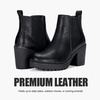image:imageVepose Womens Platform Chelsea Ankle Boots Chunky Block Heel Booties  Side elastic Inside zipper Lug sole Round toe Steady platform feel Comfort Casual Jeans Dresses OfficeBlackleather