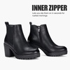 image:imageVepose Womens Platform Chelsea Ankle Boots Chunky Block Heel Booties  Side elastic Inside zipper Lug sole Round toe Steady platform feel Comfort Casual Jeans Dresses OfficeBlackleather