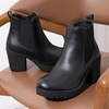 image:imageVepose Womens Platform Chelsea Ankle Boots Chunky Block Heel Booties  Side elastic Inside zipper Lug sole Round toe Steady platform feel Comfort Casual Jeans Dresses OfficeBlack
