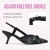image:imageVepose Womens Slingback Kitten Heels Bow Pointed Closed Toe Dress Pumps  Elegant floral mesh closed toe heels with bow backstrap fit approx 3 inch heel and dressy for office weddings partiesBlack